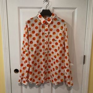 J. Crew Orange Print Longsleeve Button Down Shirt